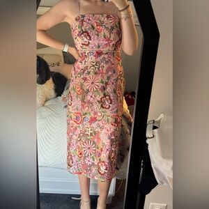 Sam Edelman FLORAL EMBROIDERED MIDI DRESS